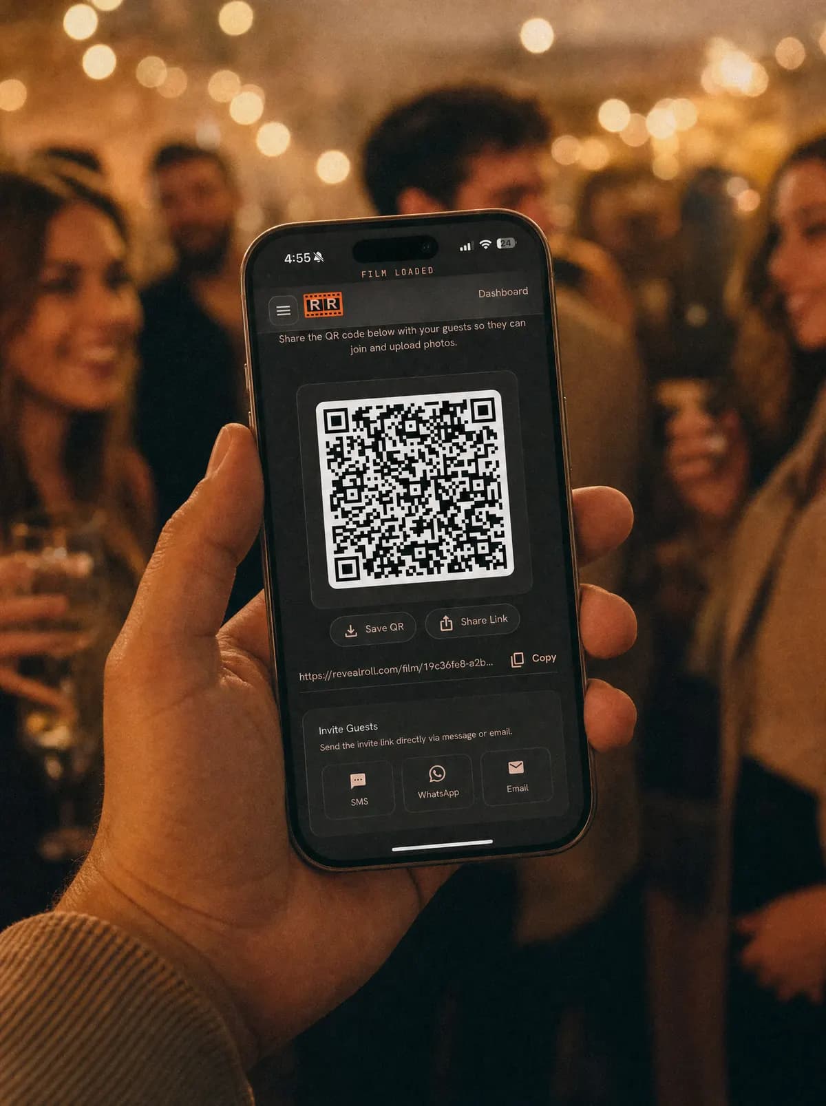 A guest joining an event by scanning its QR code