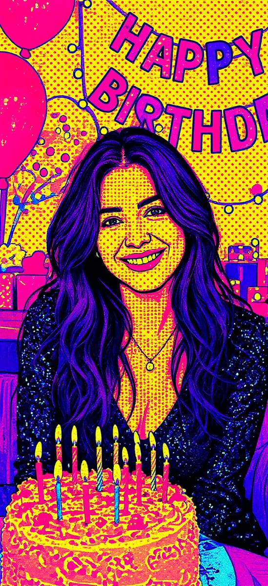 The same photo restyled in the Pop Art AI style